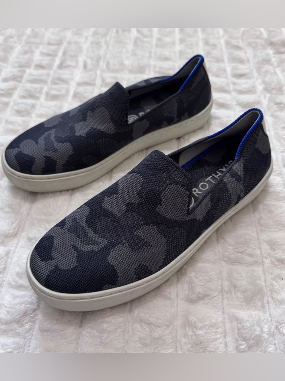 Rothy’s 7 The Original Slip On Sneakers Gray Camo Comfort Knit Shoes Washable